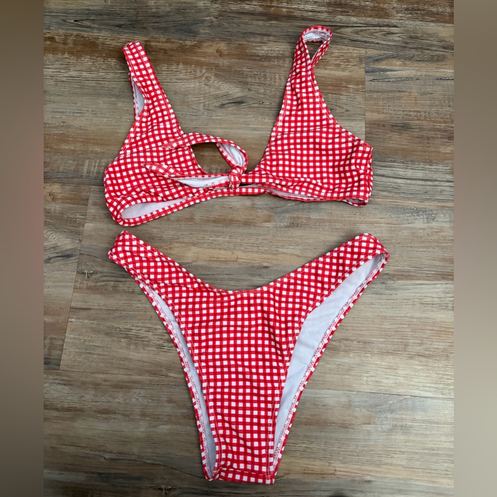 Zaful Red Checkered Bikini